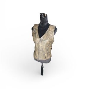 Women's Distressed Tan Leather Vest